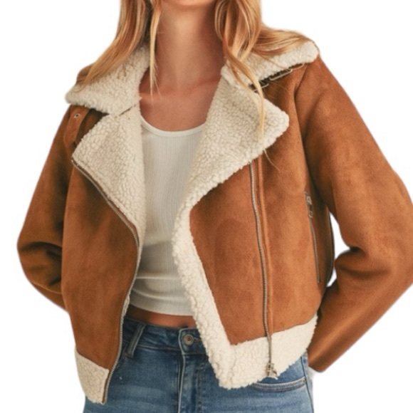 CHICBOMB Jackets & Blazers - NEW FAUX SHERPA SUEDE BIKER JACKET - CAMEL
